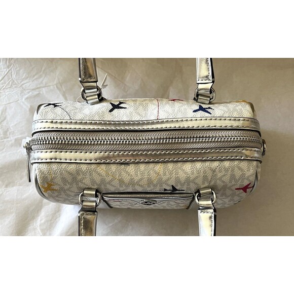 New Michael Kors Travel Small Duffle Crossbody Optic White Multi - Picture 6 of 7